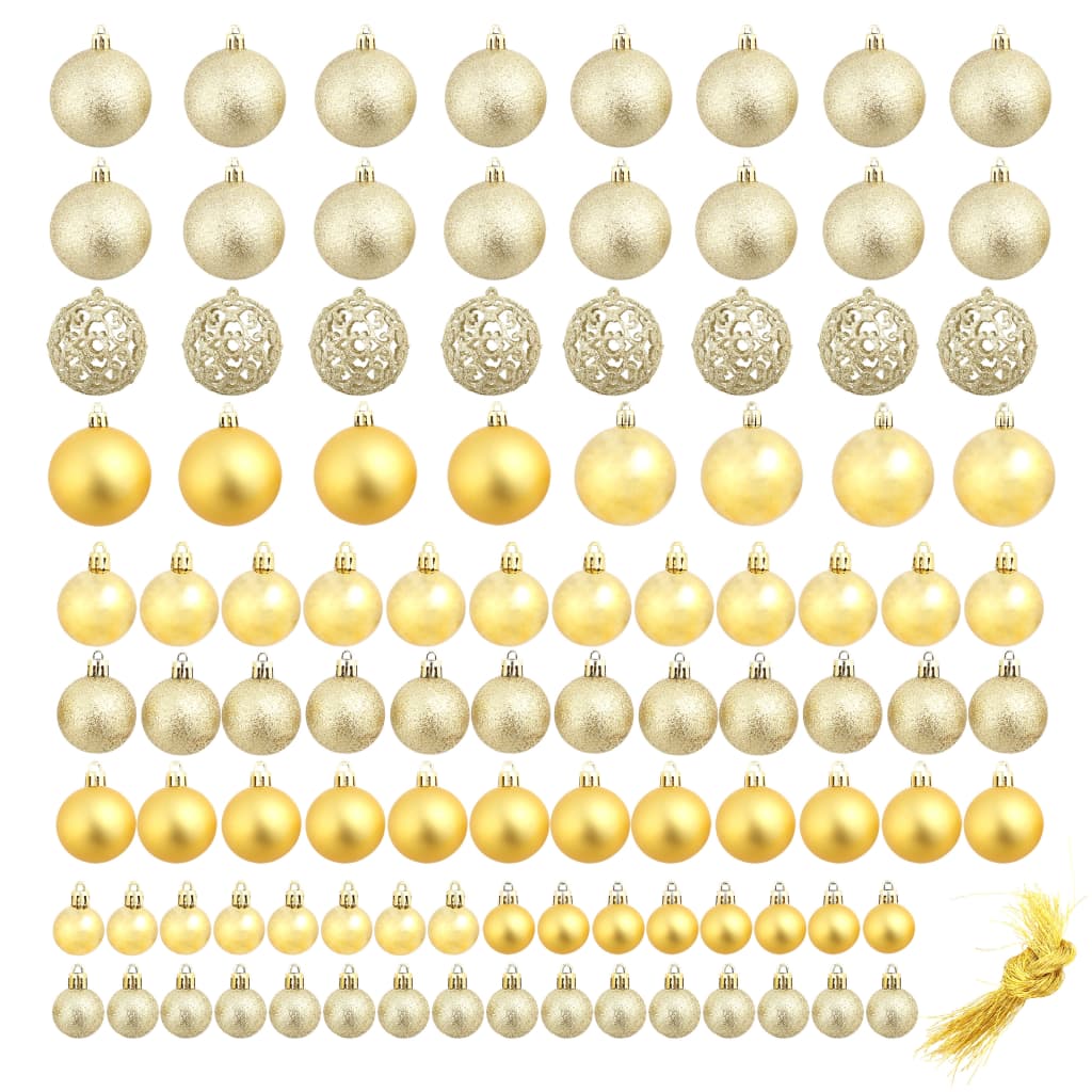 Set Palline di Natale 100 pz 3/4/6 cm Oro - homemem39