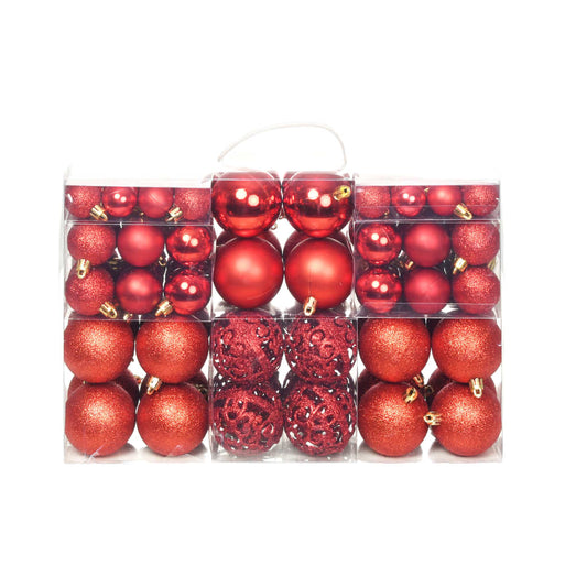 Set Palline di Natale 100 pz 3/4/6 cm Rosse - homemem39