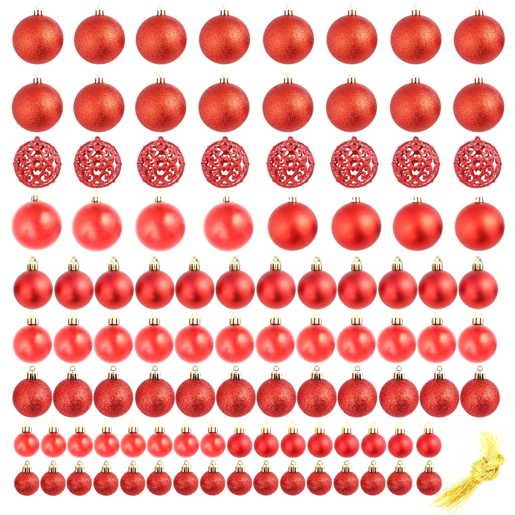 Set Palline di Natale 100 pz 3/4/6 cm Rosse - homemem39