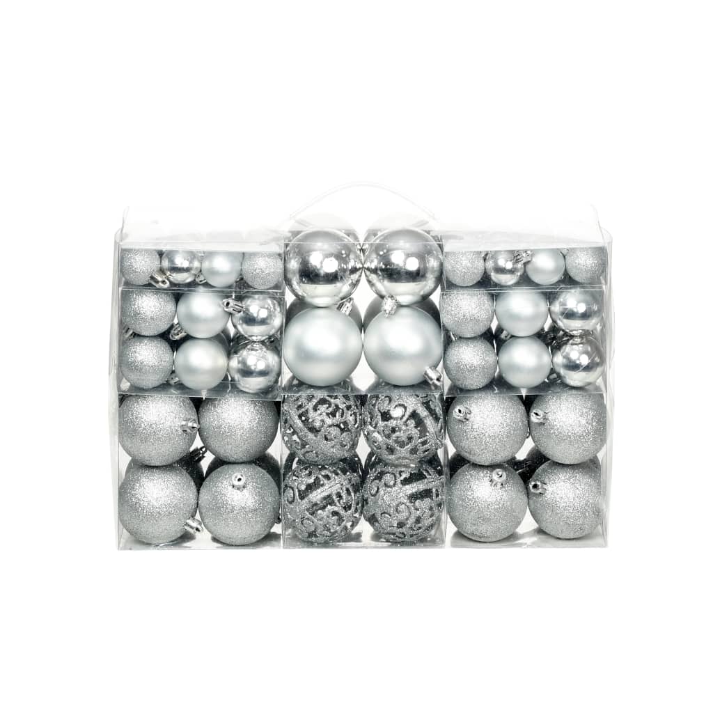 Set Palline di Natale 100 pz 3/4/6 cm Argento - homemem39