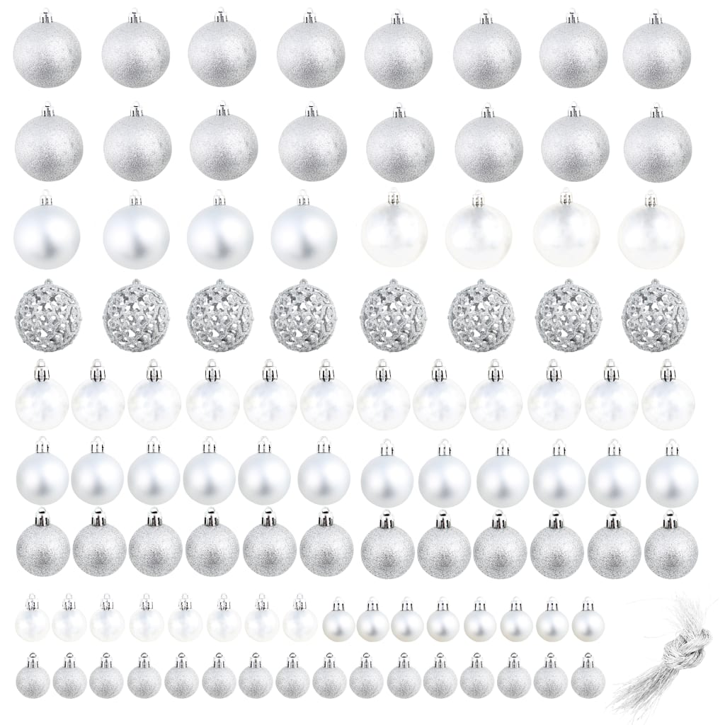 Set Palline di Natale 100 pz 3/4/6 cm Argento - homemem39