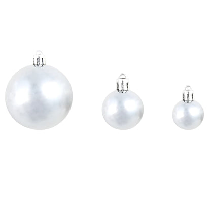 Set Palline di Natale 100 pz 3/4/6 cm Bianco/Grigio - homemem39