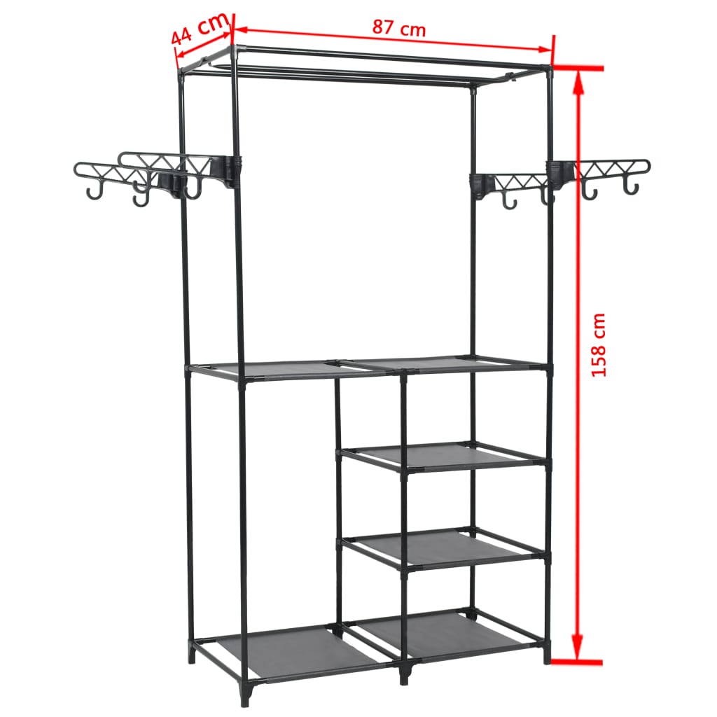 Appendiabiti Acciaio e Tessuto non Tessuto 87x44x158 cm Nero - homemem39