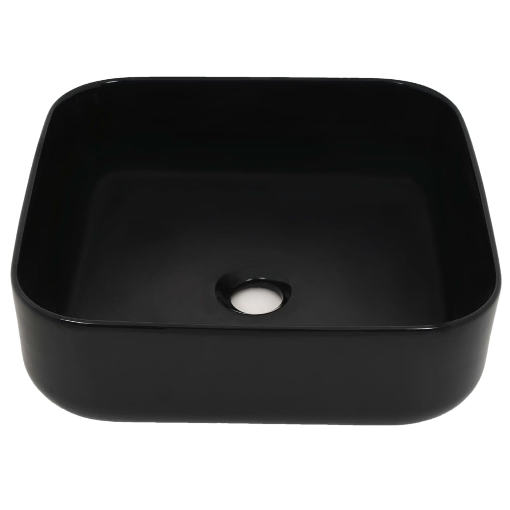 Lavandino Quadrato in Ceramica Nero 38x38x13,5 cm - homemem39