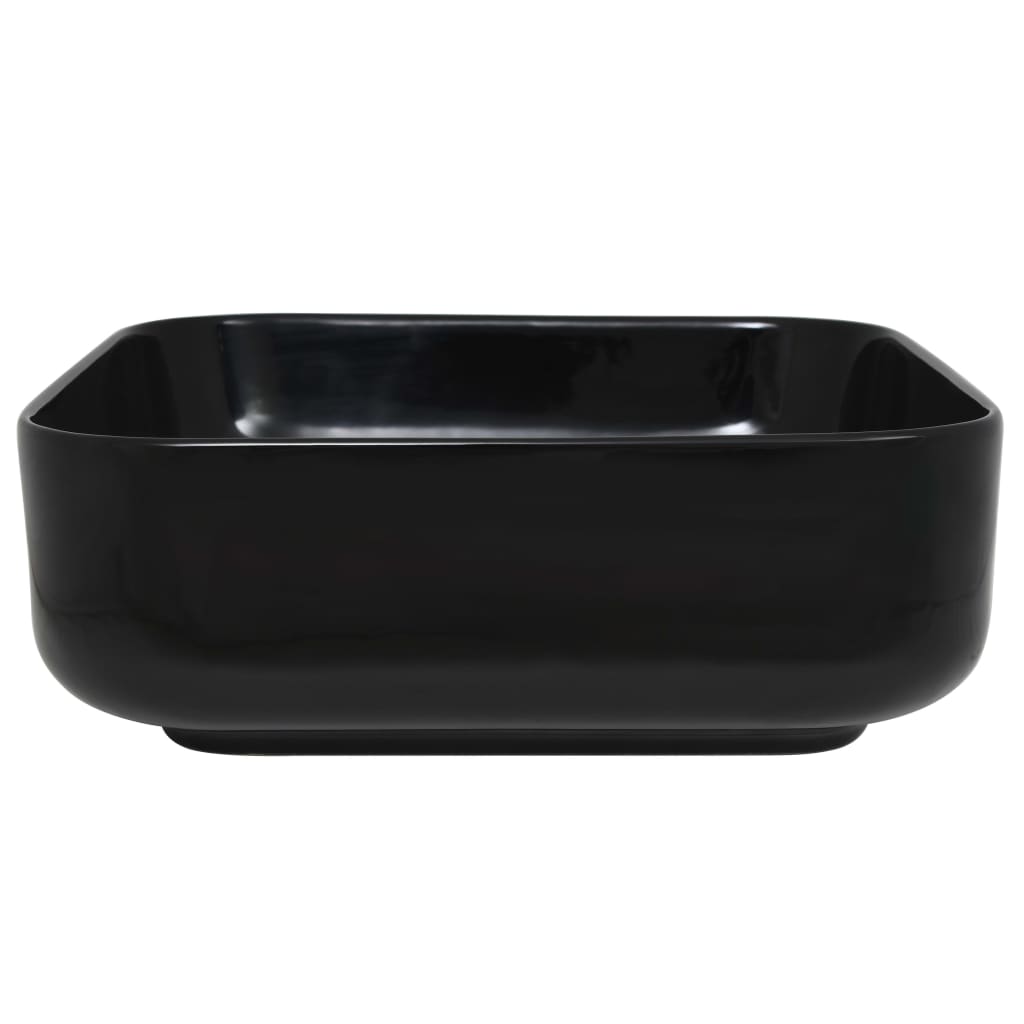 Lavandino Quadrato in Ceramica Nero 38x38x13,5 cm - homemem39