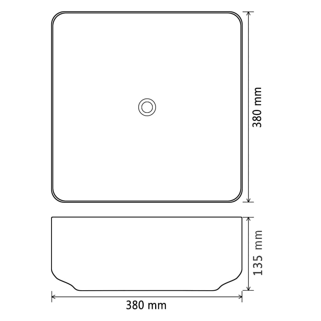 Lavandino Quadrato in Ceramica Nero 38x38x13,5 cm - homemem39