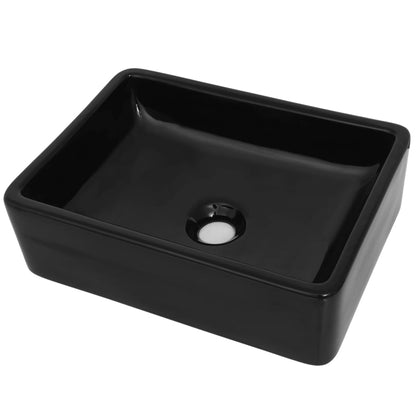 Lavandino Rettangolare in Ceramica Nero 41x30x12 cm - homemem39