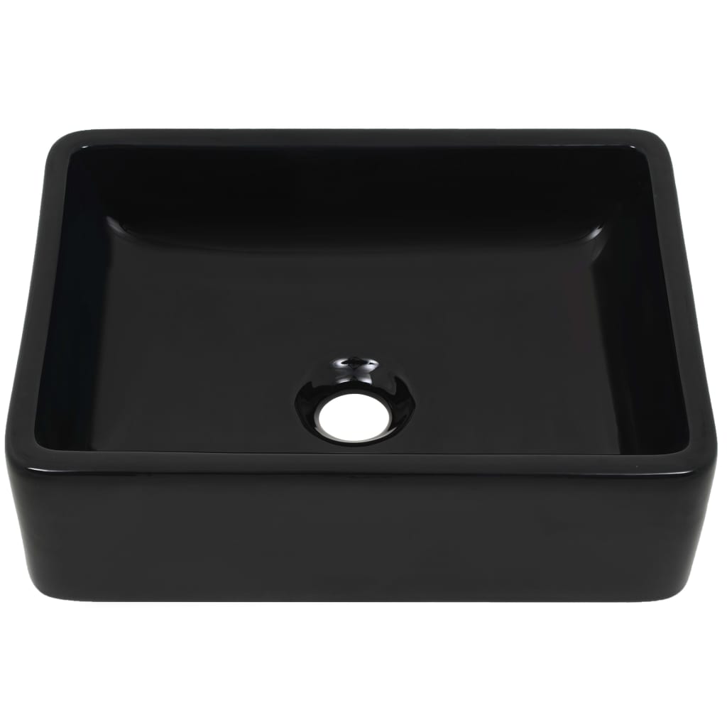 Lavandino Rettangolare in Ceramica Nero 41x30x12 cm - homemem39