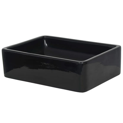 Lavandino Rettangolare in Ceramica Nero 41x30x12 cm - homemem39