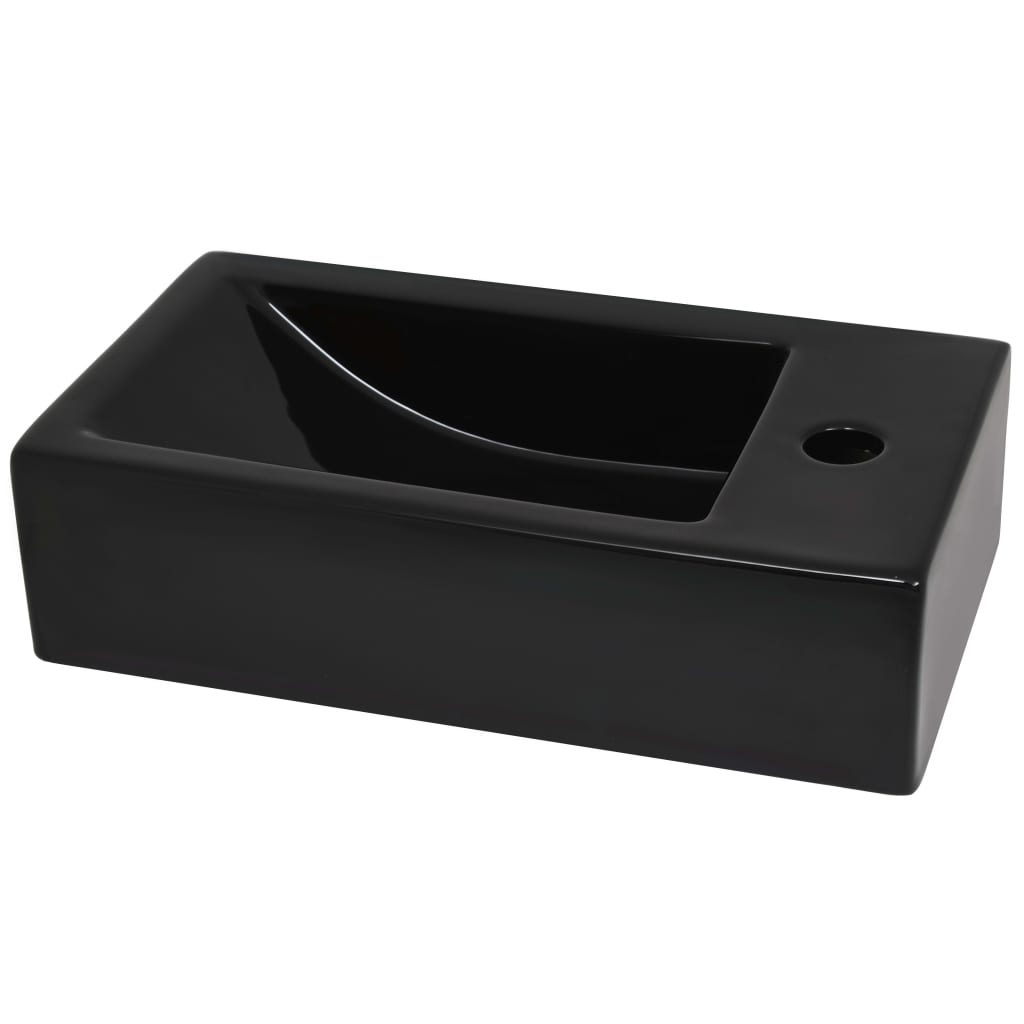 Lavandino con Foro Rubinetto Rettangolare Ceramica 46x25,5x12cm - homemem39