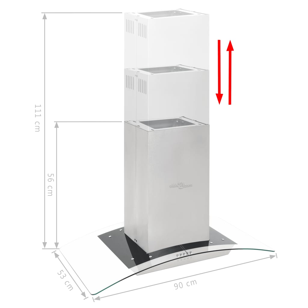 Cappa a Isola 90 cm in Acciaio Inossidabile 756 m³/h LED - homemem39