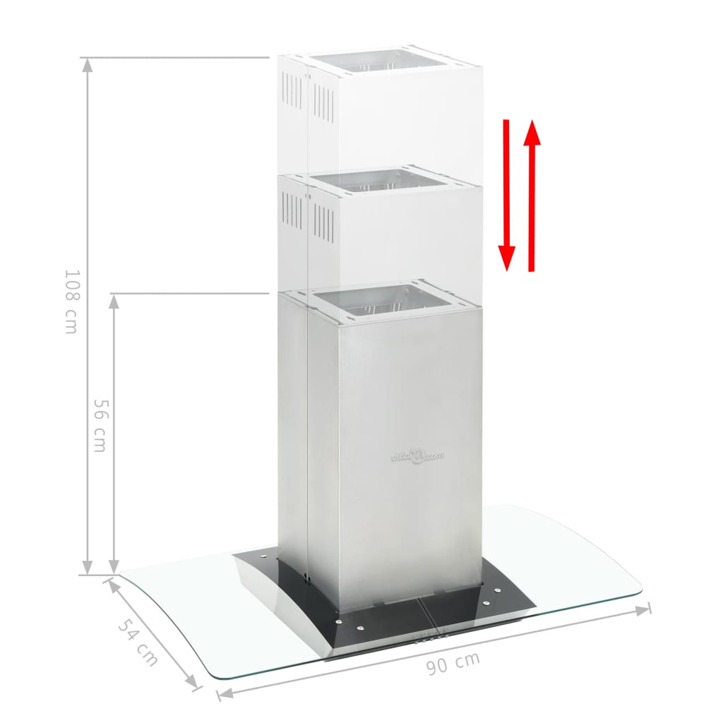 Cappa a Isola 90 cm Acciaio Inossidabile 756 m³/h LED - homemem39