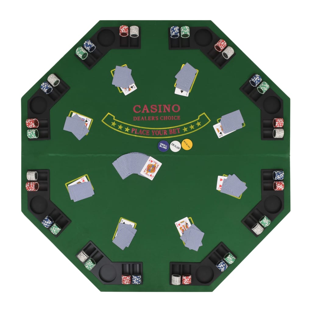 Tavolo da Poker Pieghevole in 4 8 Giocatori Ottagonale Verde - homemem39