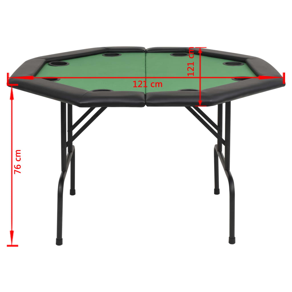 Tavolo da Poker Piegabile in 2 per 8 Giocatori Ottagonale Verde - homemem39