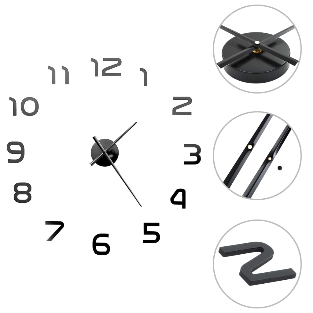 Orologio da Parete 3D in Stile Moderno 100cm XXL Nero - homemem39