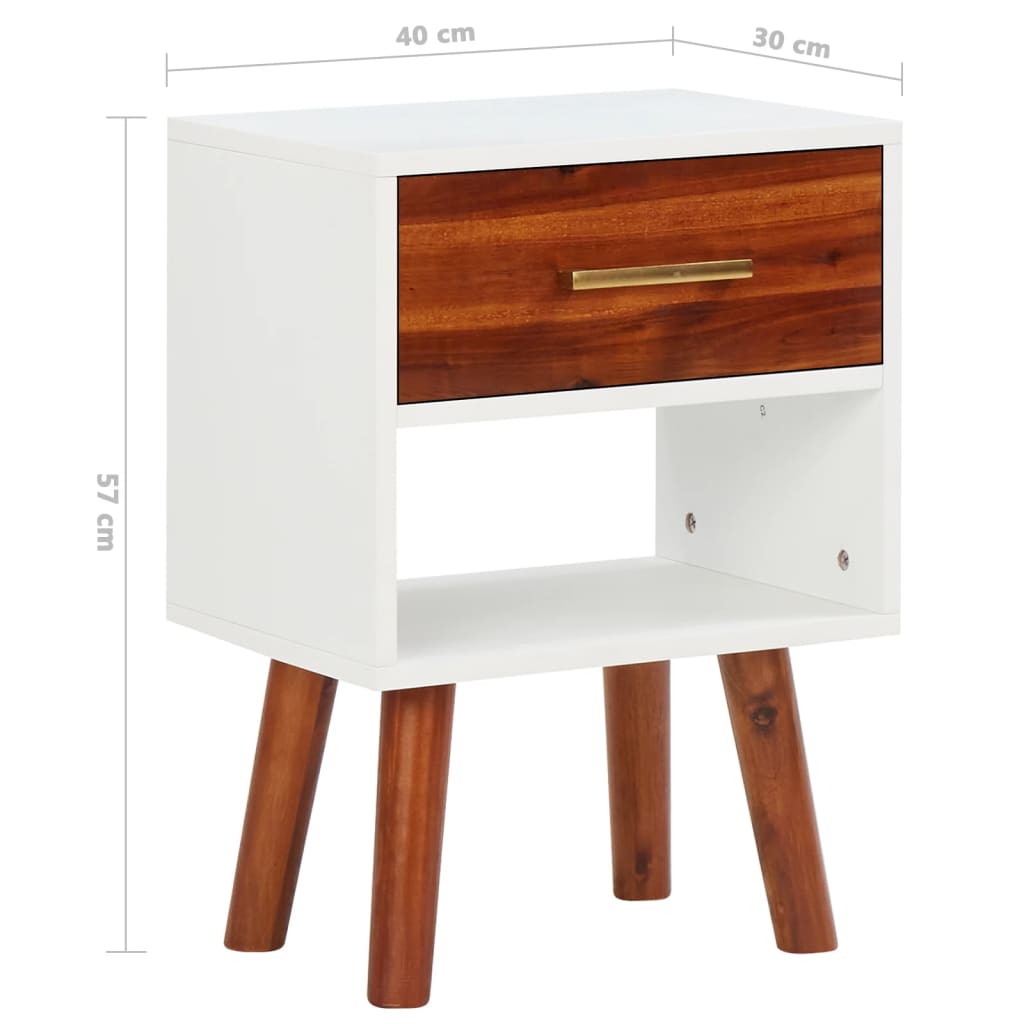 Comodini in Legno Massello di Acacia 2 pz 40x30x57 cm - homemem39