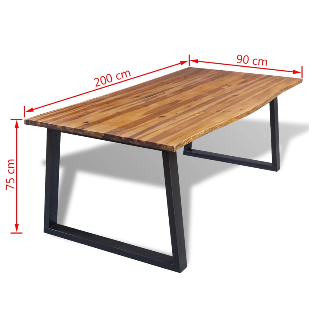 Tavolo per Sala da Pranzo in Legno Massello di Acacia 200x90 cm - homemem39