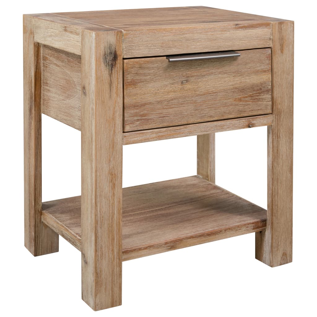 Comodino con Cassetto 40x30x48 cm in Legno Massello di Acacia - homemem39