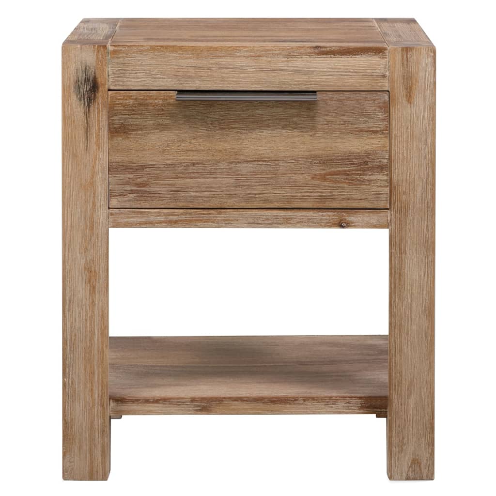 Comodino con Cassetto 40x30x48 cm in Legno Massello di Acacia - homemem39