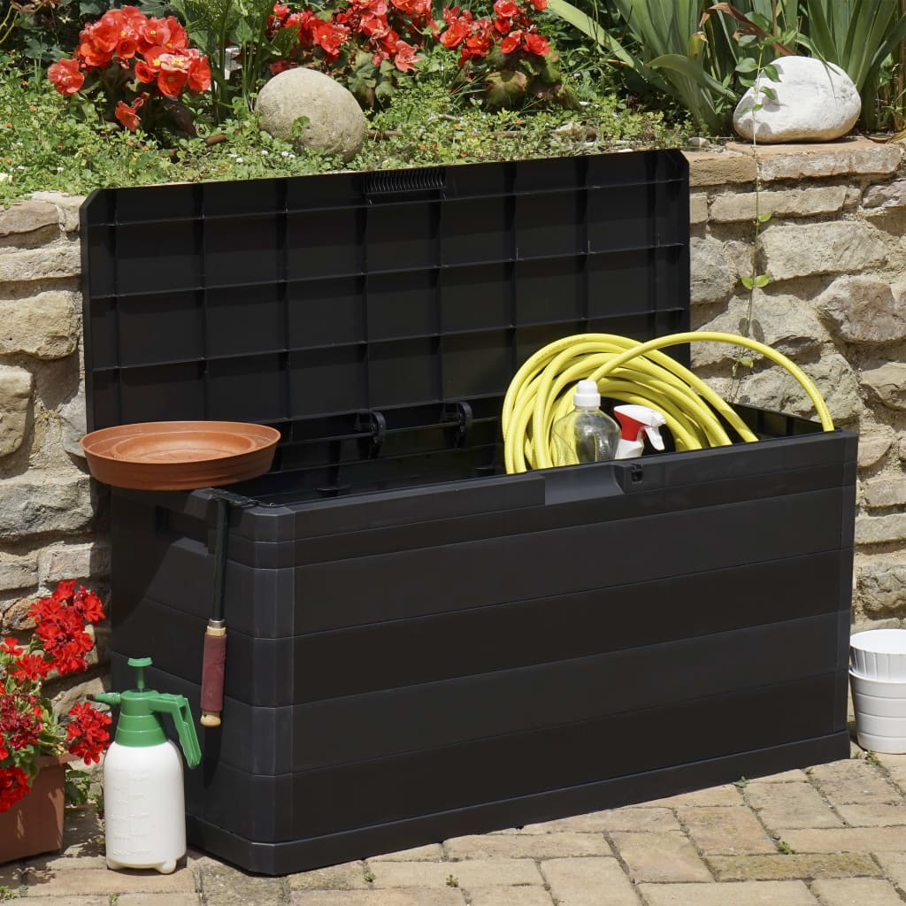 Baule da Giardino Nero 117x45x56 cm - homemem39