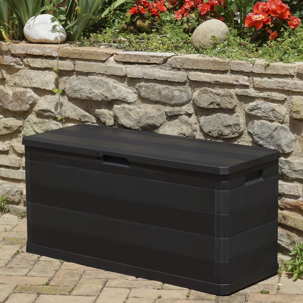 Baule da Giardino Nero 117x45x56 cm - homemem39