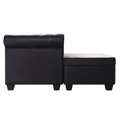 Divano Chesterfield a L in Pelle Artificiale Nero - homemem39