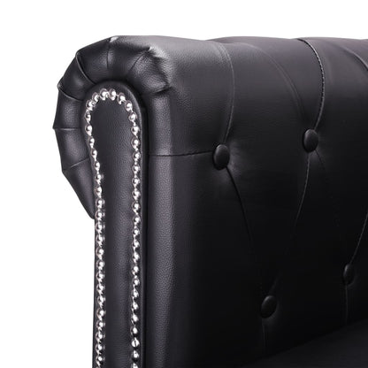 Divano Chesterfield a L in Pelle Artificiale Nero - homemem39