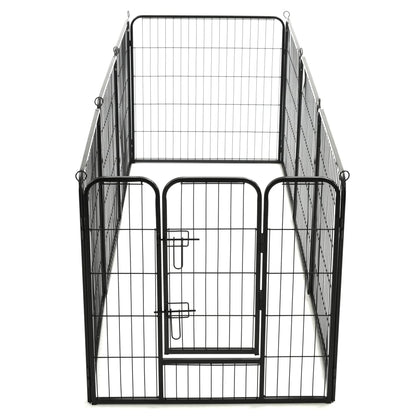 Box per Cani con 8 Pannelli in Acciaio 80x80 cm Nero - homemem39