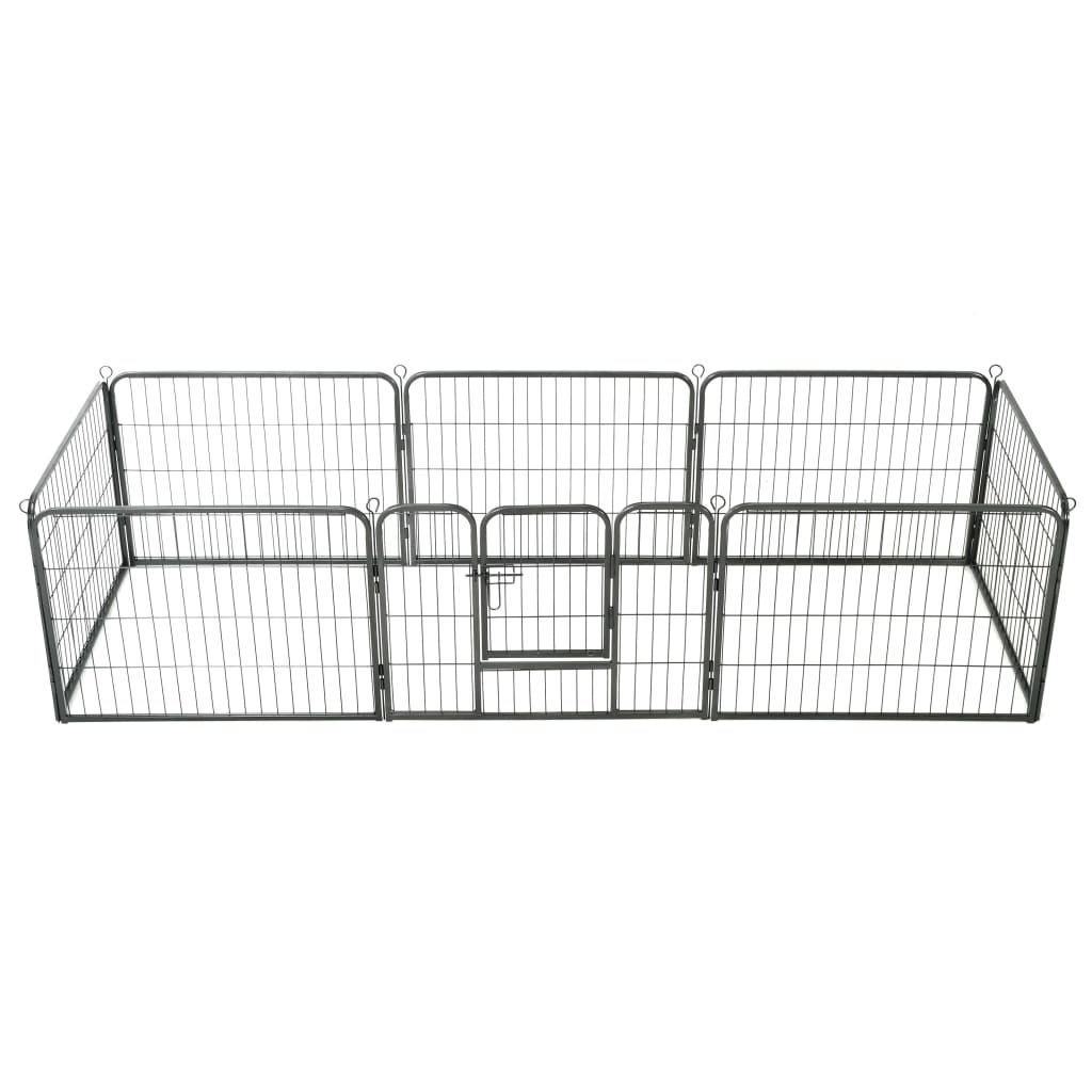 Box per Cani con 8 Pannelli in Acciaio 60x80 cm Nero - homemem39