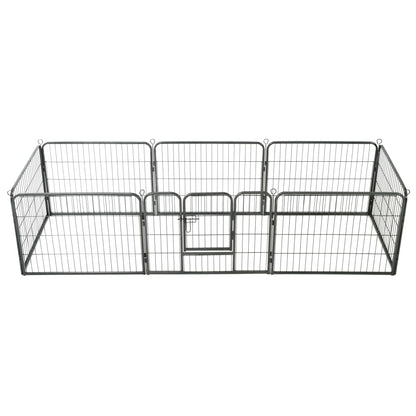 Box per Cani con 8 Pannelli in Acciaio 60x80 cm Nero - homemem39