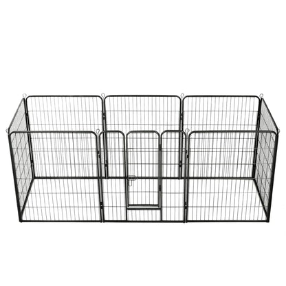 Box per Cani con 8 Pannelli in Acciaio 80x100 cm Nero - homemem39