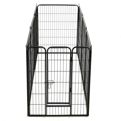 Box per Cani con 8 Pannelli in Acciaio 80x100 cm Nero - homemem39