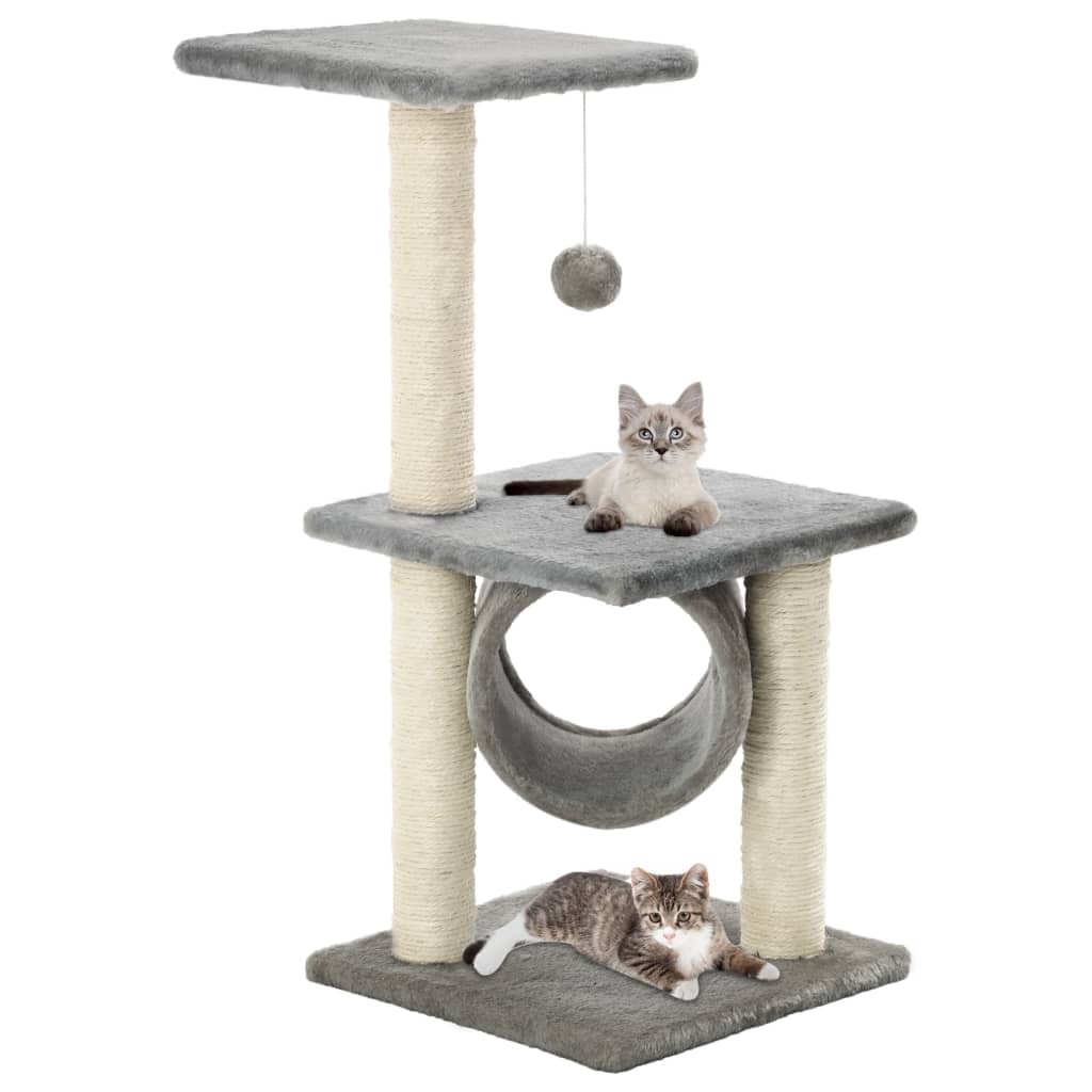 Albero per Gatti con Tiragraffi in Sisal 65 cm Grigio - homemem39