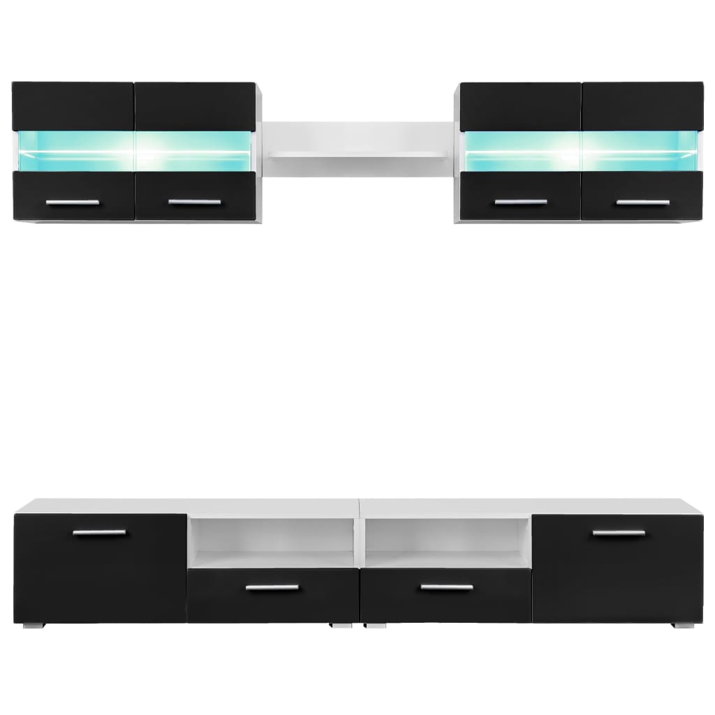 Set Parete Attrezzata Porta TV con Luci LED 5 pz Nero Lucido - homemem39