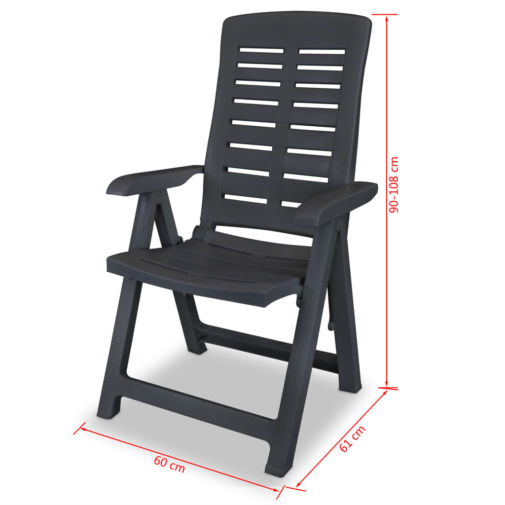 Sedie Reclinabili Giardino 4 pz in Plastica Antracite - homemem39