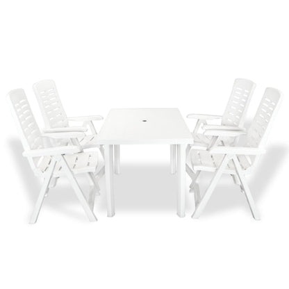 Set da Pranzo da Giardino 5 pz in Plastica Bianco - homemem39