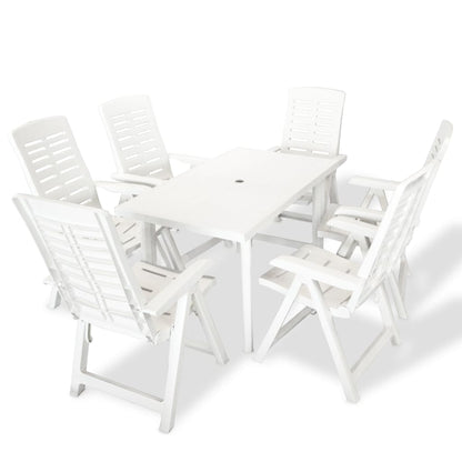 Set da Pranzo da Giardino 7 pz in Plastica Bianco - homemem39