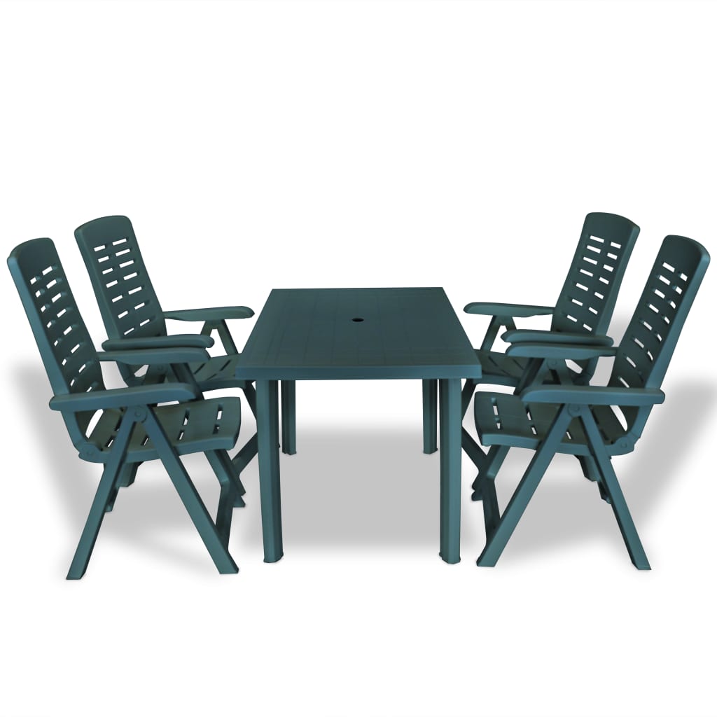 Set da Pranzo da Giardino 5 pz in Plastica Verde - homemem39