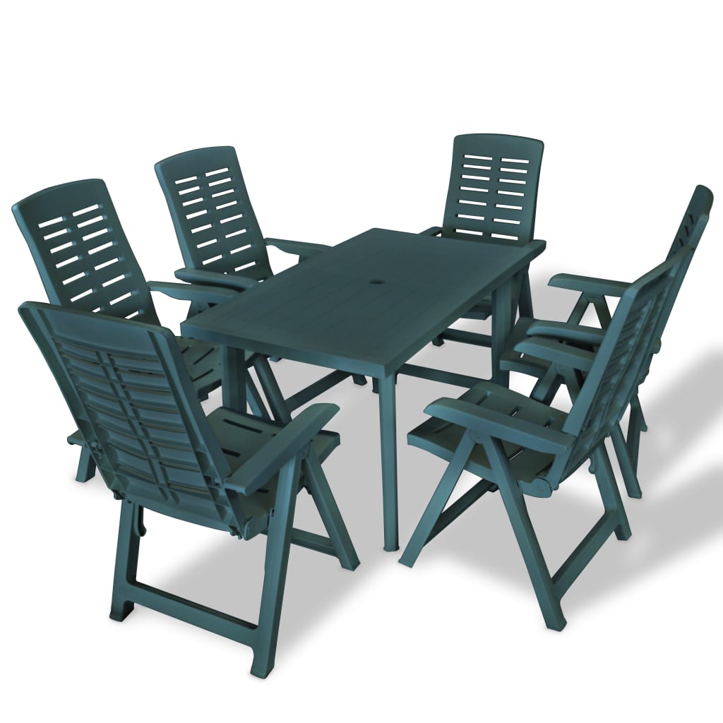 Set da Pranzo da Giardino 7 pz in Plastica Verde - homemem39