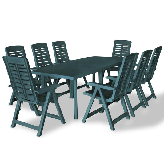 Set da Pranzo da Giardino 9 pz in Plastica Verde - homemem39