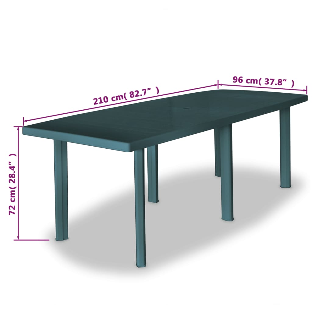 Set da Pranzo da Giardino 11 pz in Plastica Verde - homemem39