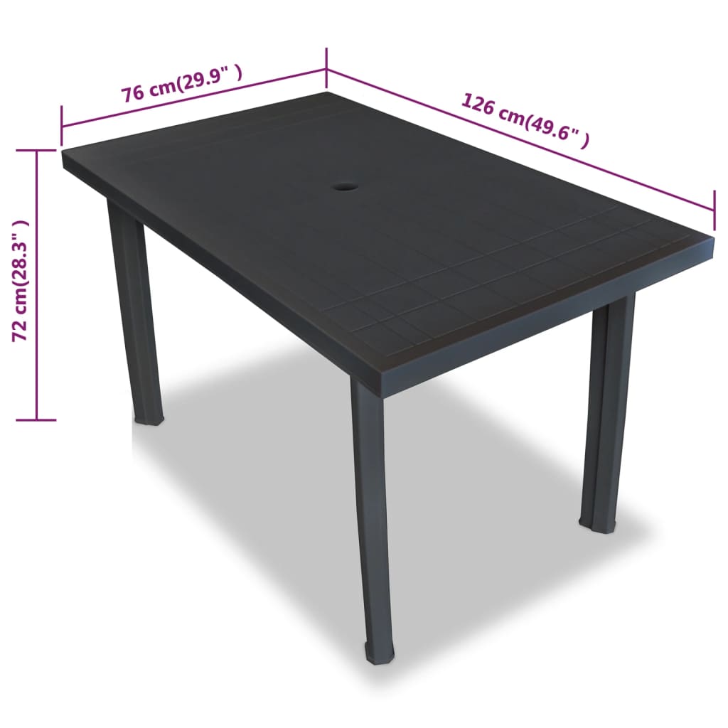 Set da Pranzo da Giardino 5 pz in Plastica Antracite - homemem39