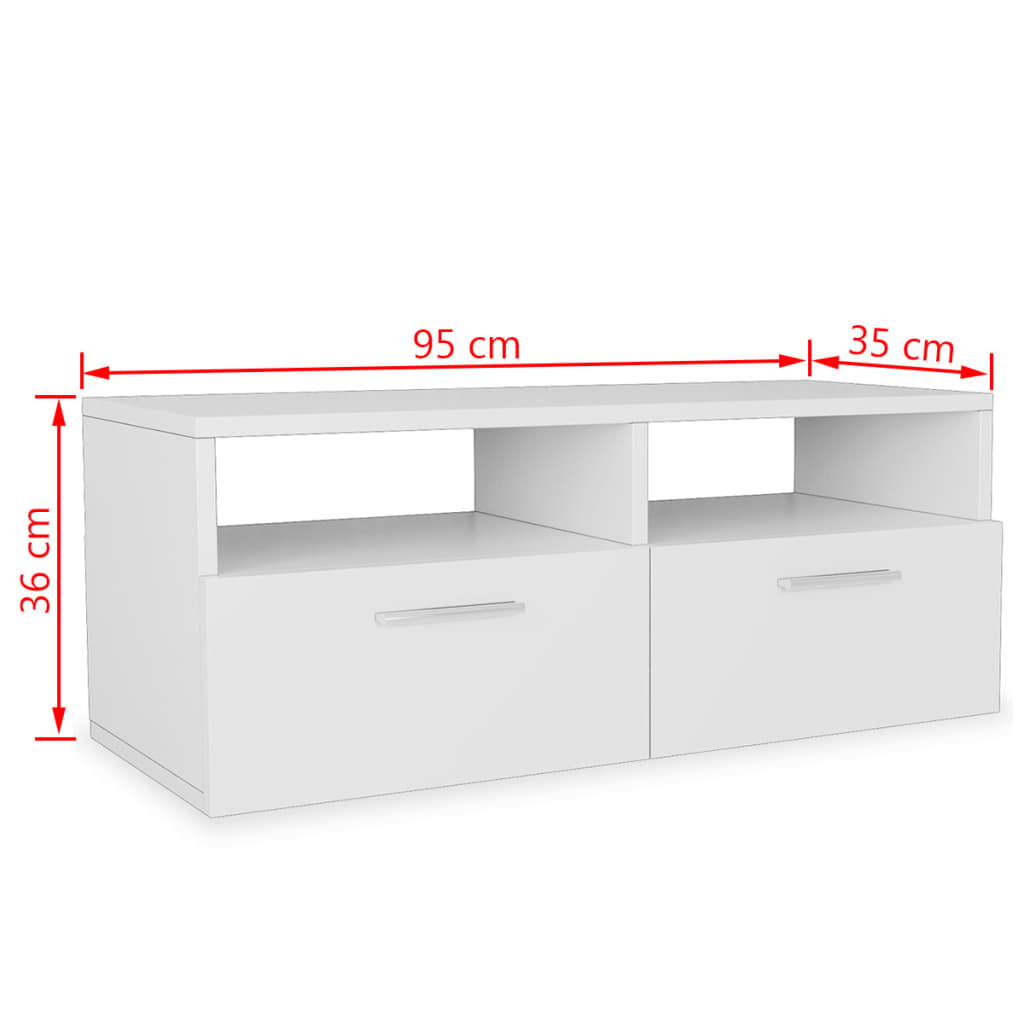 Mobile Porta TV 2 pz in Truciolato 95x35x36 cm Bianco - homemem39