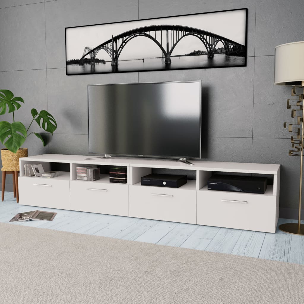 Mobile Porta TV 2 pz in Truciolato 95x35x36 cm Bianco - homemem39