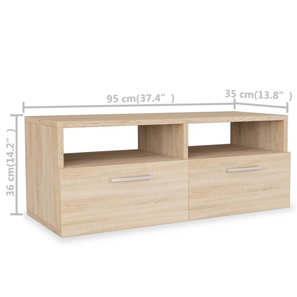 Mobili TV 2 pz in Legno Multistrato 95x35x36 cm Rovere - homemem39