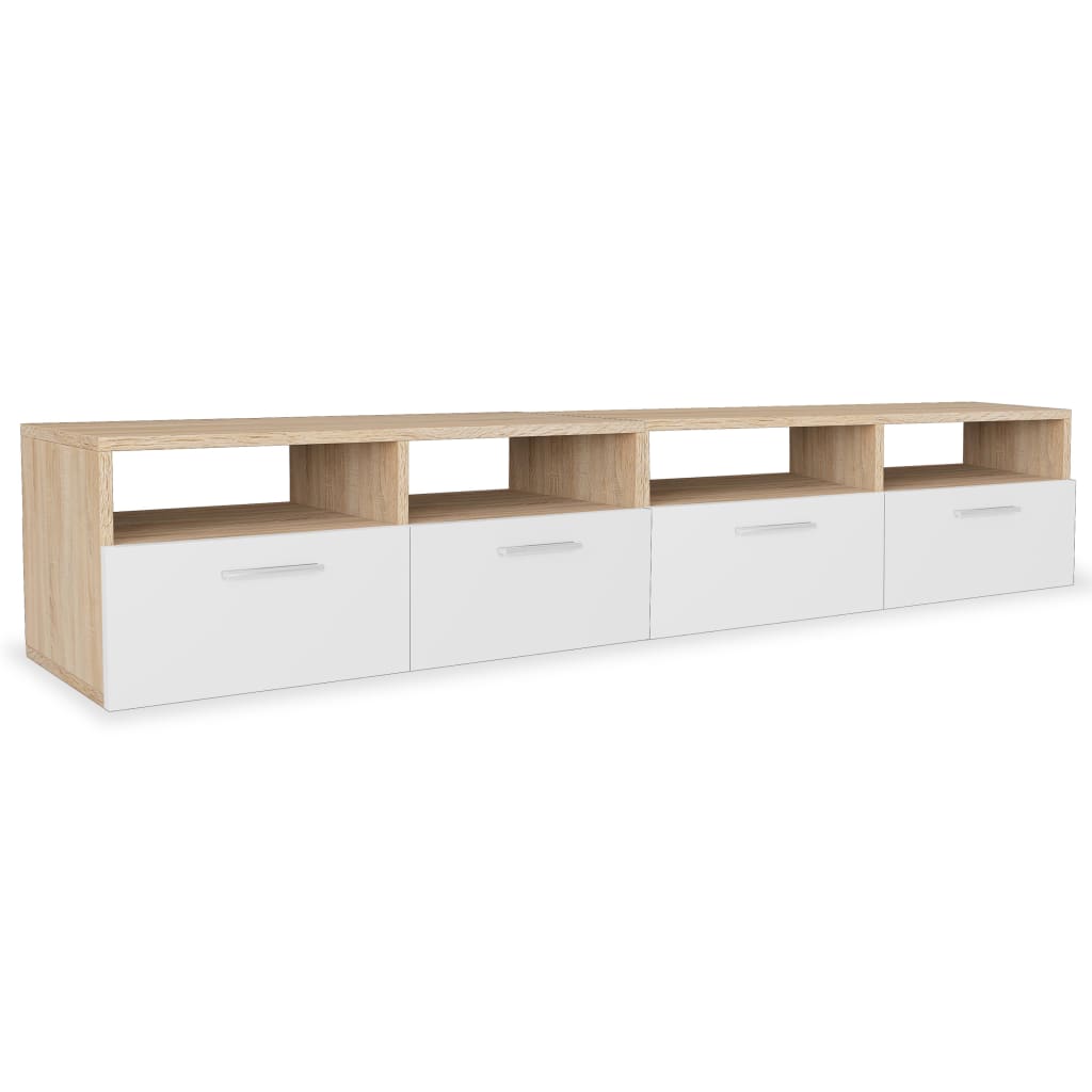 Mobili TV 2 pz in Legno Multistrato 95x35x36 cm Rovere e Bianco - homemem39