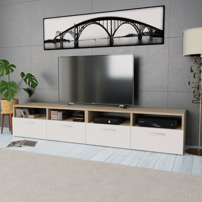 Mobili TV 2 pz in Legno Multistrato 95x35x36 cm Rovere e Bianco - homemem39