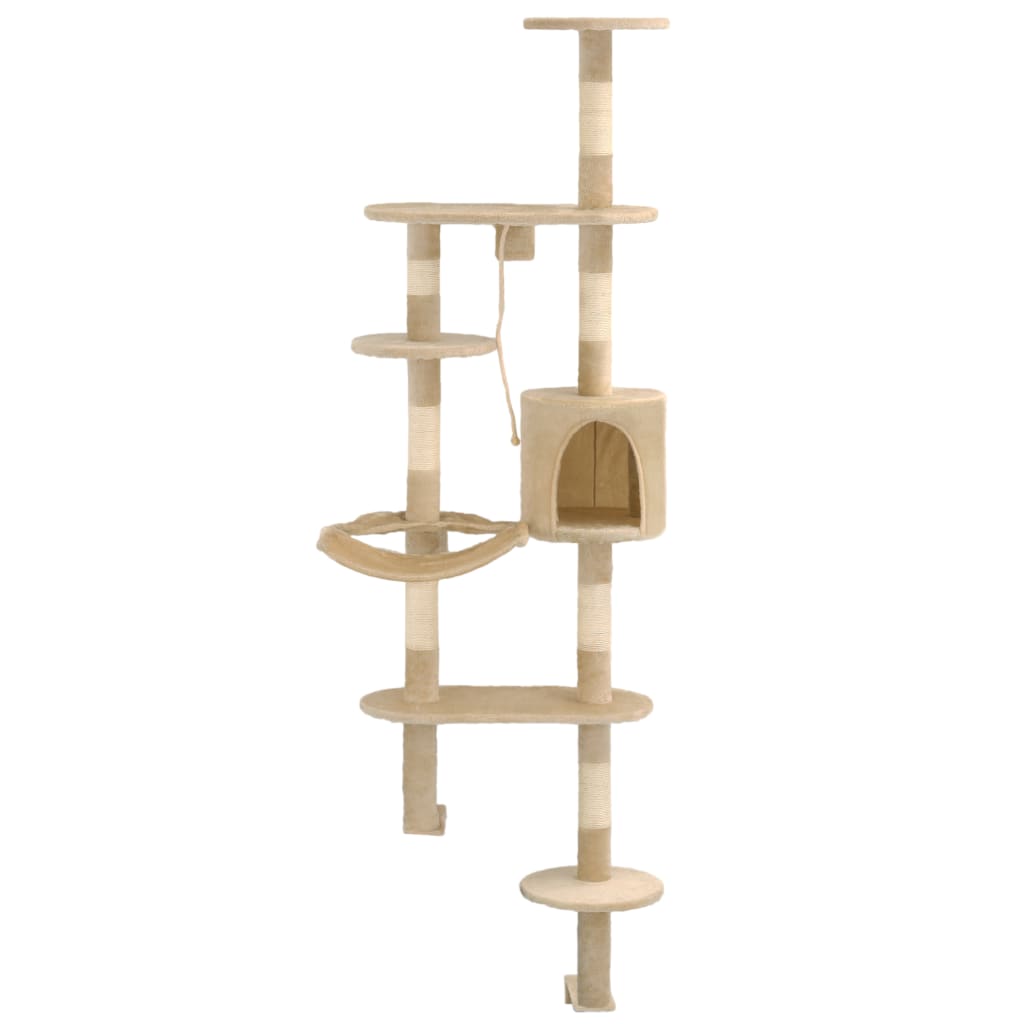 Albero per Gatti con Tiragraffi in Sisal da Parete 194 cm Beige - homemem39