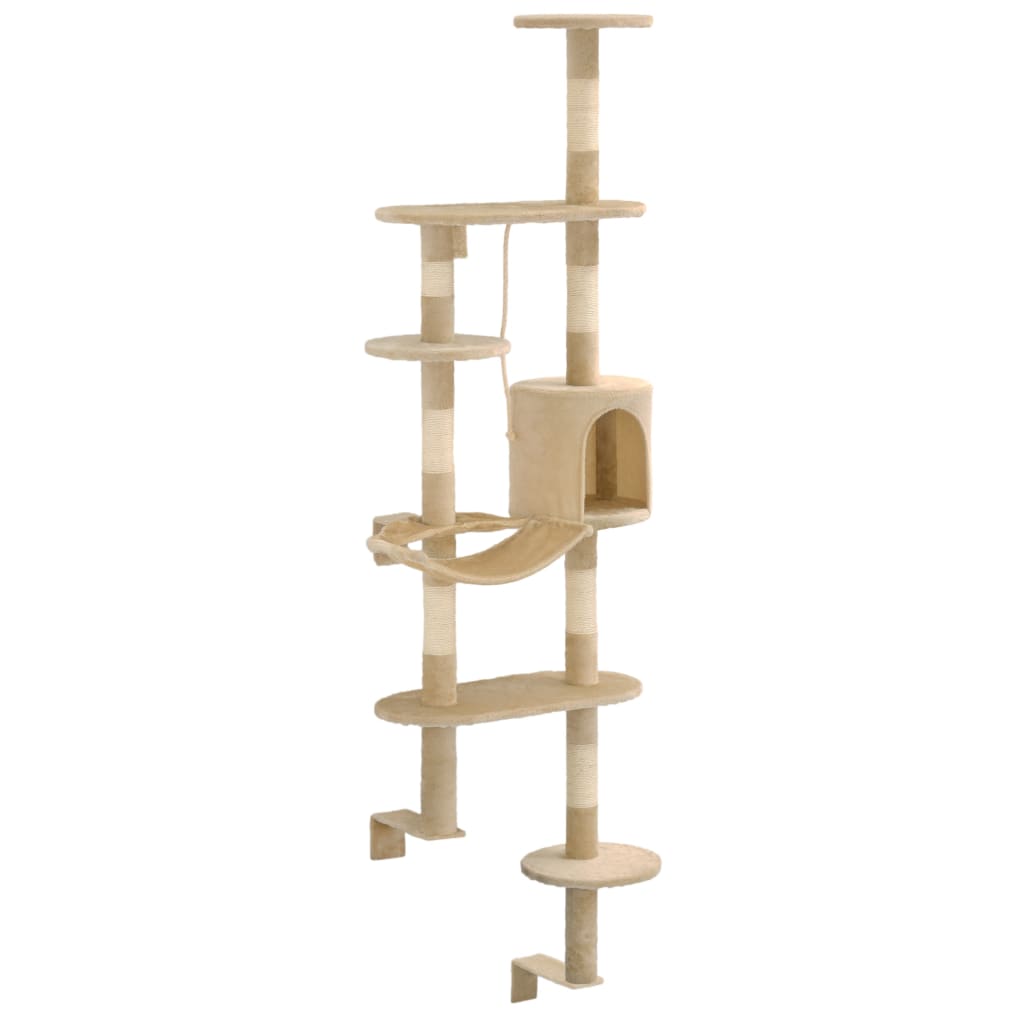 Albero per Gatti con Tiragraffi in Sisal da Parete 194 cm Beige - homemem39