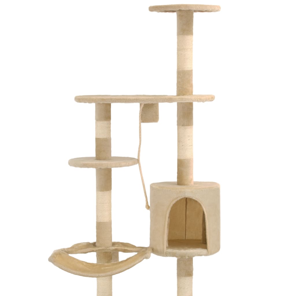 Albero per Gatti con Tiragraffi in Sisal da Parete 194 cm Beige - homemem39